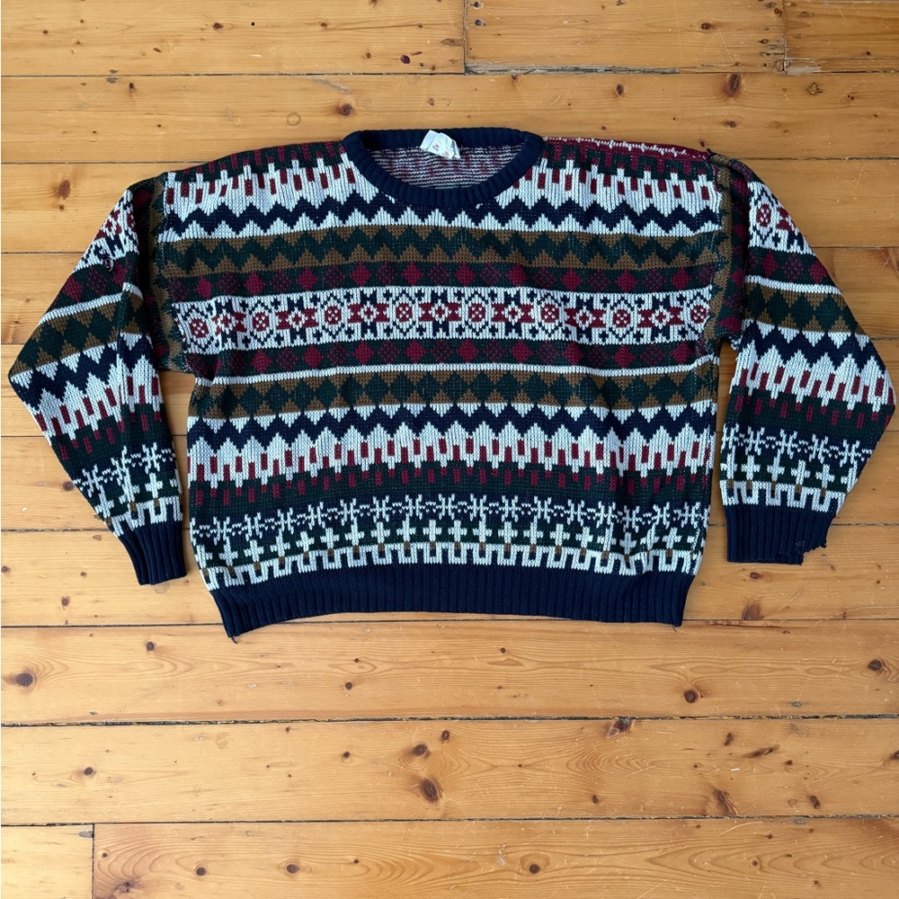 Vintage 80s/90s Grandpa Knitted Style Sweater - Medium